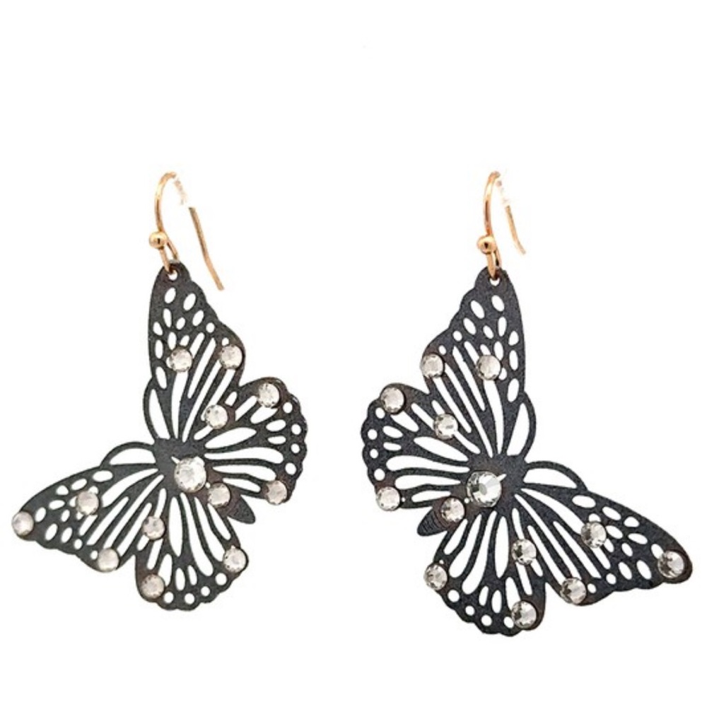 NWT! Sale 🎉 Gray Rhinestone Metal
Lightweight Butterfly Fish Hook Earrings - Picture 4 of 6